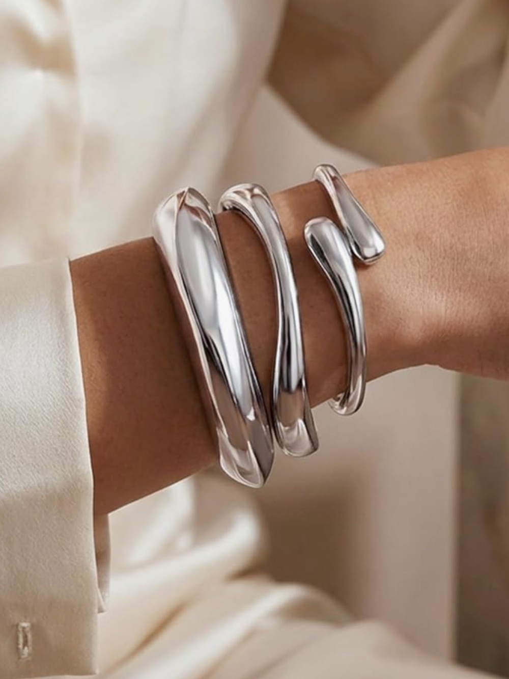 Amazon Silver Cuff Bracelet Stack - Picture 3 of 12